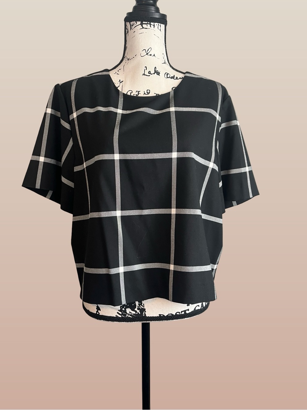 Banana Republic Black White Windowpane Checkered Top Size XL